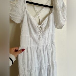 White Dress Open Back Off Shoulder Corset Detail